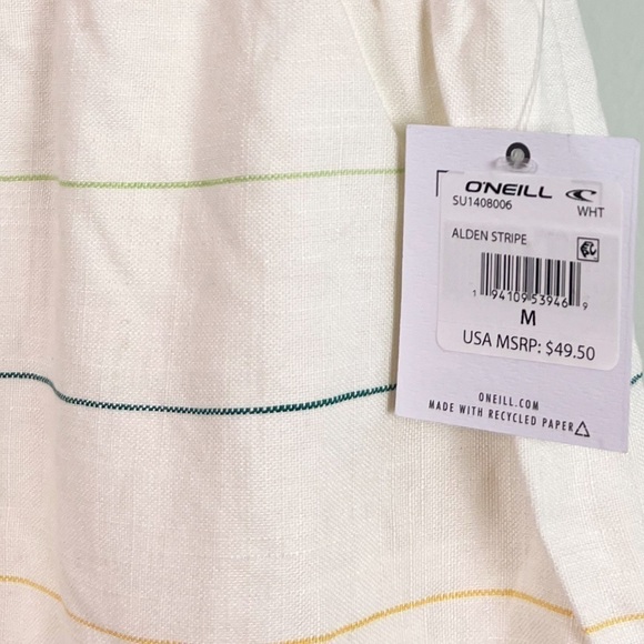 NWT O’Neill Alden Pull On Striped Shorts White/Multi - Picture 8 of 8
